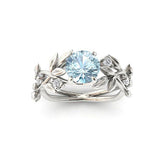 Aquamarine Silver Rose Ring, Luna Daze