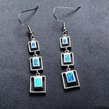 Blue Fire Opal Squared Earrings, Luna Daze
