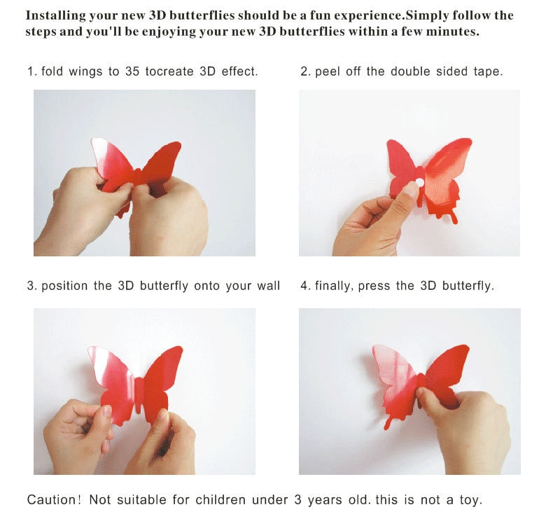 Double Layer 3D Butterfly Wall Stickers or Magnets