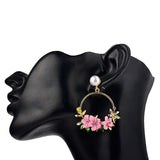 Wildflower & Pearl Hoop Earrings